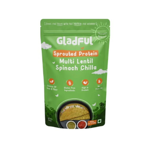 Picture of Gladful Sprouted Protein - Multi Lentil Spinach Chilla