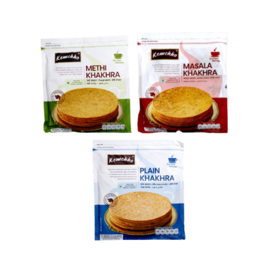 Picture of KEMCHHO Masala Khakhra + KEMCHHO Methi Khakhra + KEMCHHO Plain Khakhra (Combo)